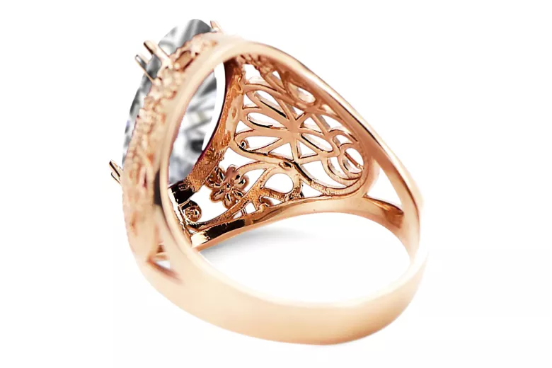 Anillo Circón Oro rosa antiguo original de 14k Vintage vrc074r